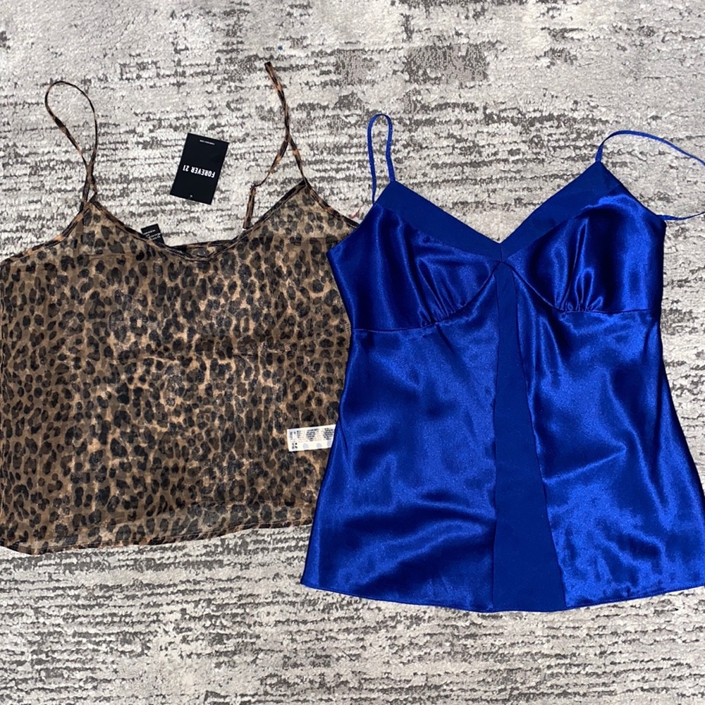 FOREVER 21 CHEETAH TOP & EXPRESS SILK TOP